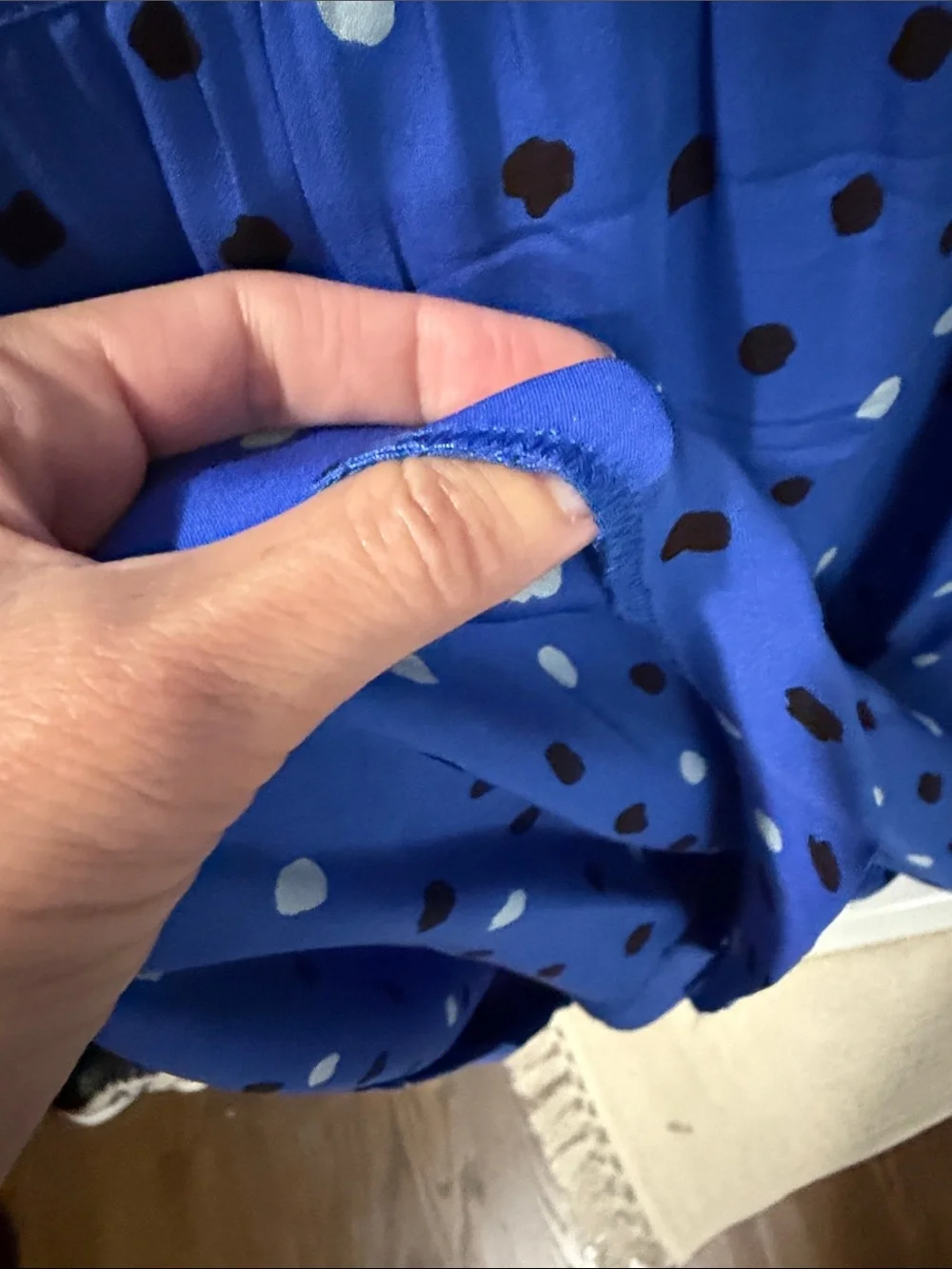 J. Crew Blue Dot Cap-Sleeve Dress